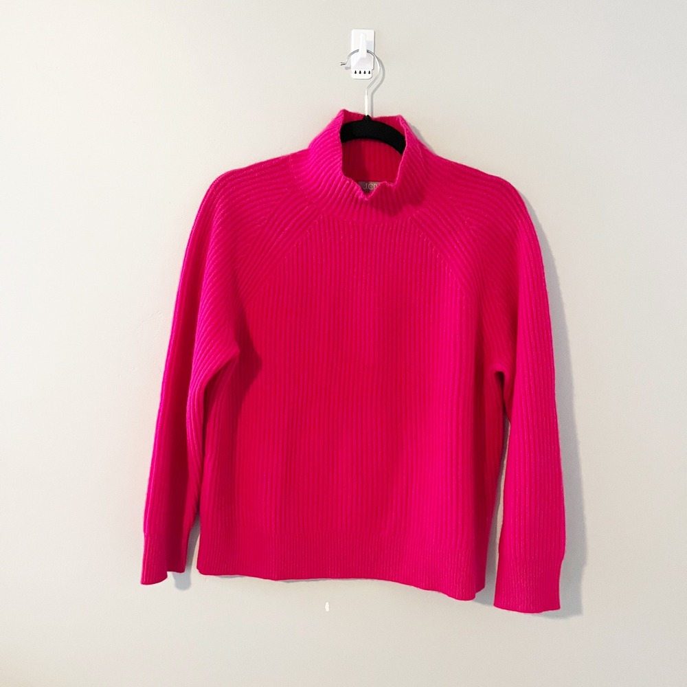 J.Crew Cashmere Ribbed Mock Neck Sweater Hot Pink BV346 XS